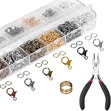 Pack of 960 Chain Clasps for Bracelets, Bracelet Clasp, 120 Pieces Lobster Clasps with 840 Pieces Jump Rings for Jewellery Crafts DIY, with Jewellery Pliers Eyelet Opener, Gold, Silver
