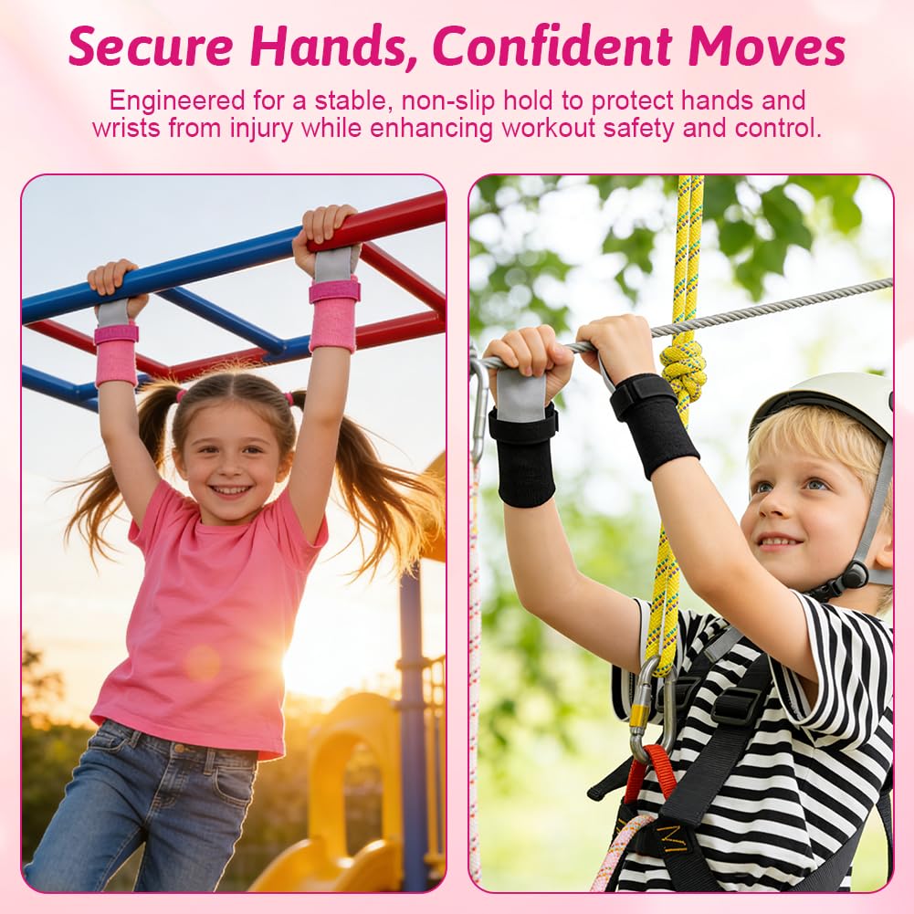 DiULi Set di 2 Impugnature da Ginnastica per Ragazze e Ragazzi, Protezione per i Palmi e Supporto per Il Polso, Accessori Sportivi per Allenamento ed Esercizio dei Bambini, S/M