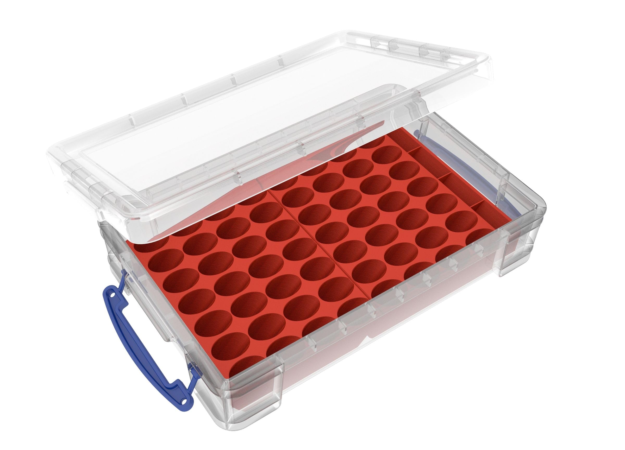 Feldherr paint rack compatible with 4L Really Useful Box - 56 Paint Bottles, Color:Cherry Red, Really Useful Boxes:Box 4 l included