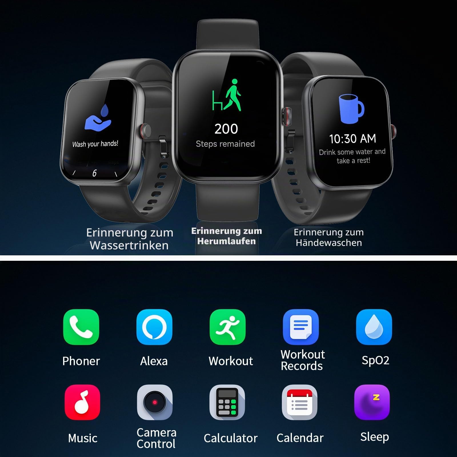 uaue Smartwatch Herren Damen, 1,91" Smart Watch mit Alexa & Telefonfunktion