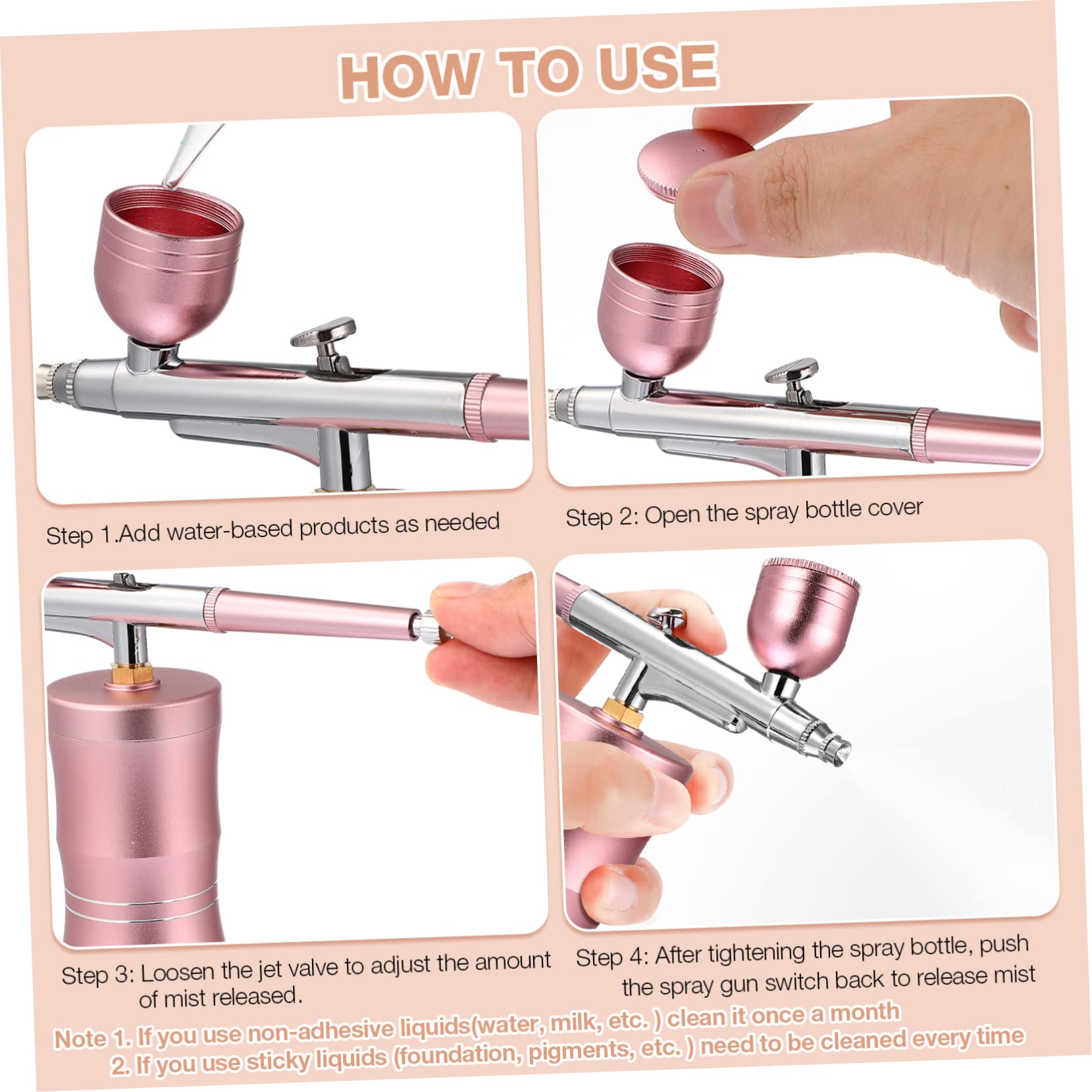 LALAFINA Charging Handheld Airbrush Kit Mini Airbrush Spray Compressor Portable Makeup and Nail Art Tool