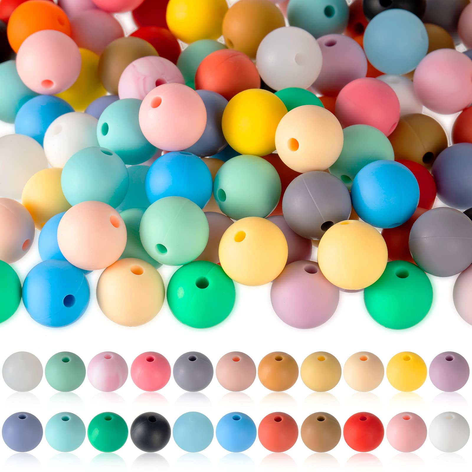 150 Pieces Silicone Beads Assorted Color Silicone Teething Beads