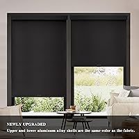 Vista 2 de AOSKY Persianas enrollables opacas sin cordones para ventanas, persianas de parada libre con cenefa, tela aislante térmica, protección UV, persianas