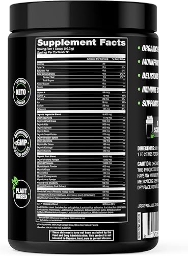 Miniatura 7 de Jocko Fuel Greens Powder Bundle - Verduras y superalimentos en polvo para jugo verde saludable, apto para dieta cetogénica con espirulina, clorella,