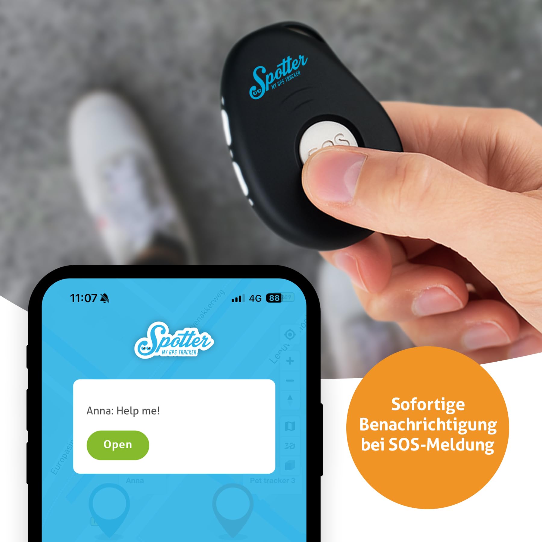 Spotter X10 4G GPS-Tracker mit SOS-Funktion, präziser Ortung und eingehenden Anrufen - Ideal für Kinder, Senioren und Wertsachen - Überwachung über PC oder kostenlose App - Bezahlte Nutzungsdauer