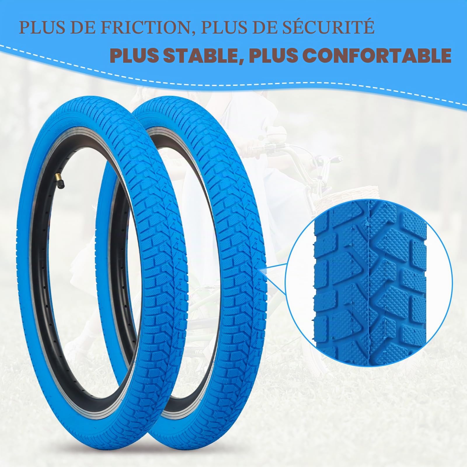Lot de 2 pneus de vélo Pliables 20 x 2,125 Pouces 30TPI compatibles avec vélo d'enfant 20 x 2,10 20 x 2,125 20 x 2,25