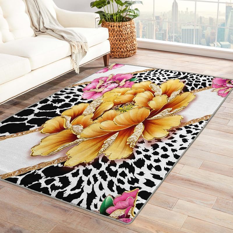 Miniatura 8 de Alfombra floral pequeña de 2 x 3 para entrada, alfombra de flores para decoración de dormitorio, sala de estar, alfombra de suelo estampada rosa