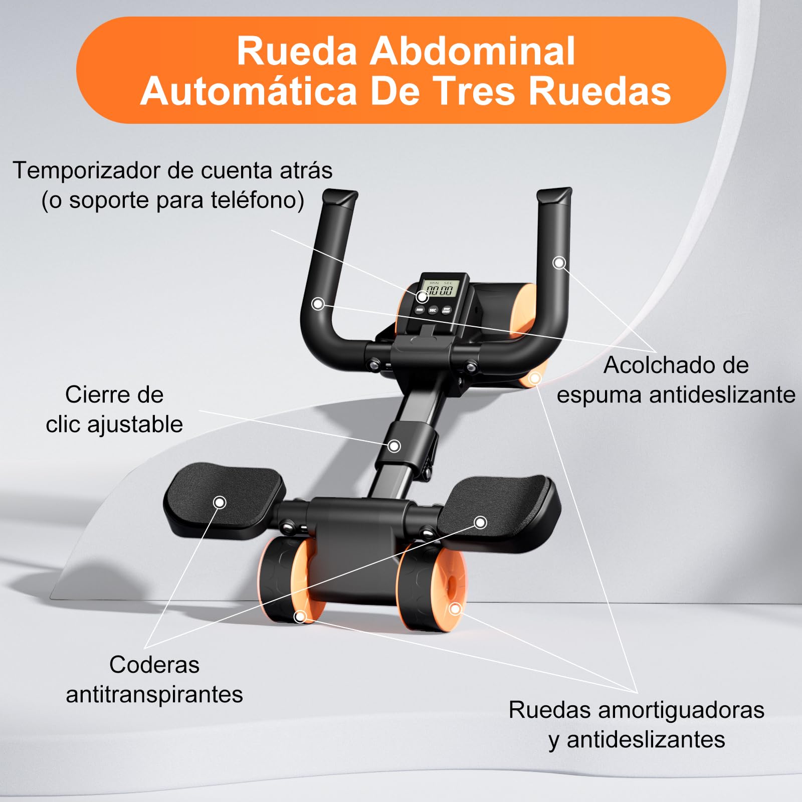 Rueda Abdominal de Rebote Automático, Rodillo Abdominales Fitness, Abs Maquina Abdominales En el Gimnasio y en Casa, Deporte Ejercicio Para Hombres y Mujeres