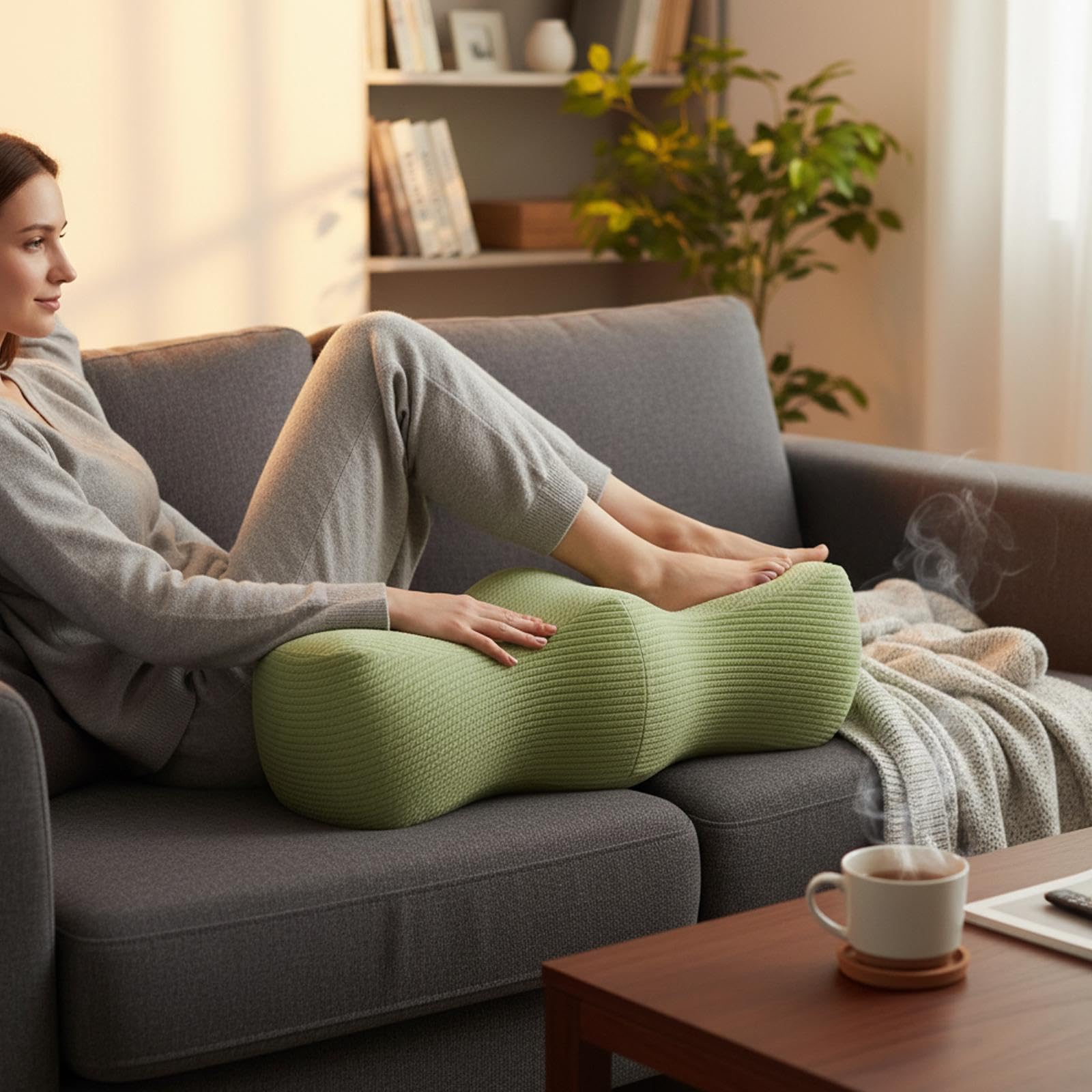 Gralara Almohada de elevación de piernas, almohada de cuña, cojín de para las rodillas, cojín de piernas para leer, Verde