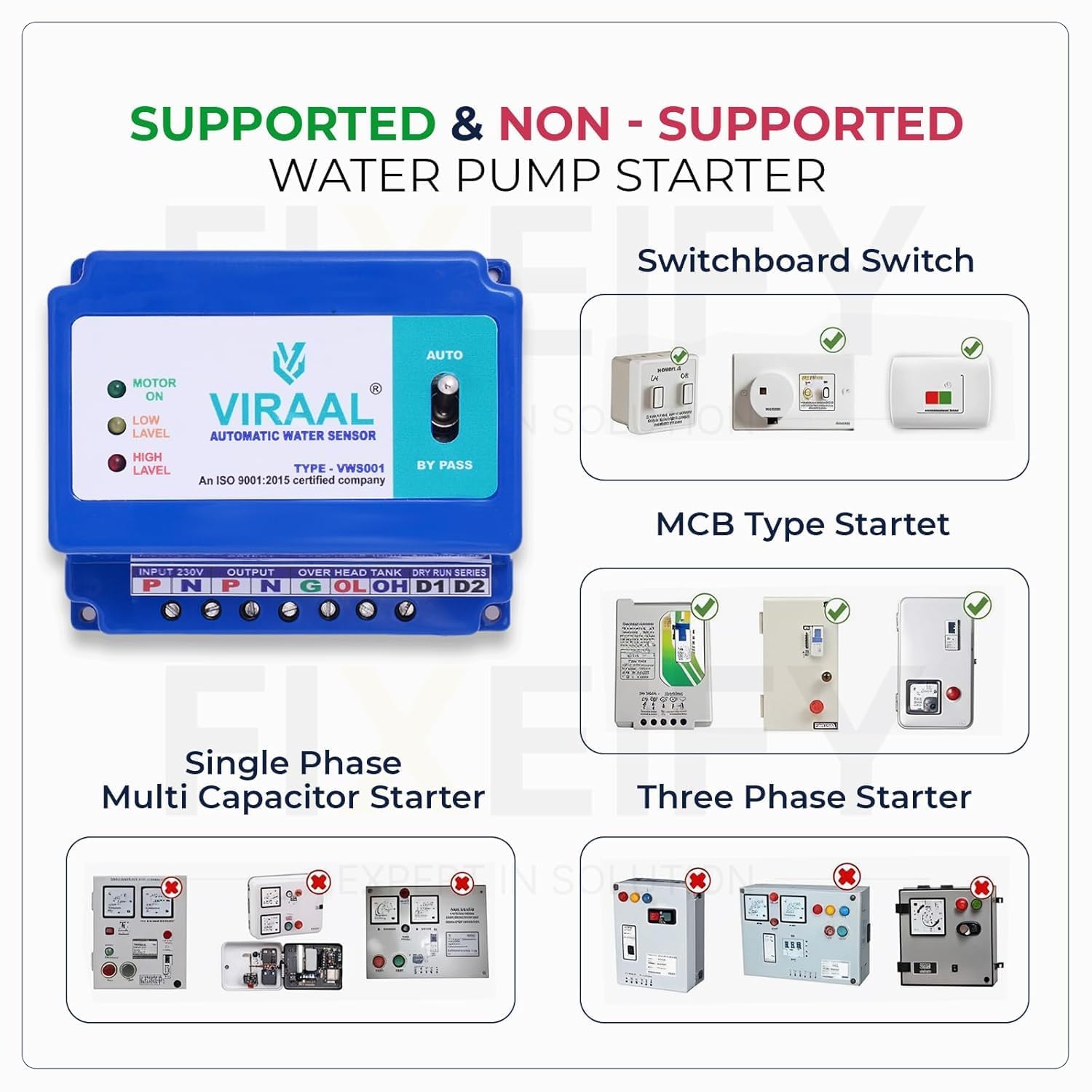 Automatic Water Level Controller Switch 220V Auto ON/OFF Water Pump Switch with Overflow Cut-Off Smart Motor Control Float Switch for Overhead Water Tank Switch+2 Sensors 3