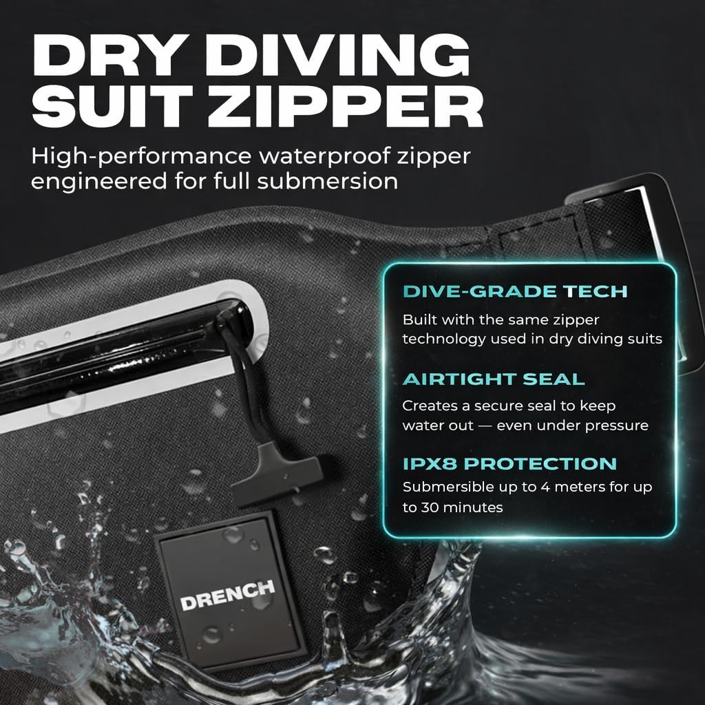Drench 100% Underwater Waterproof Fanny Pack. Waist Pack. Submersible Waterproof Phone Pouch. Dry Bag for Swimming, Boating, SUP & Snorkelling. Underwater Phone case. Floating Belt Bag