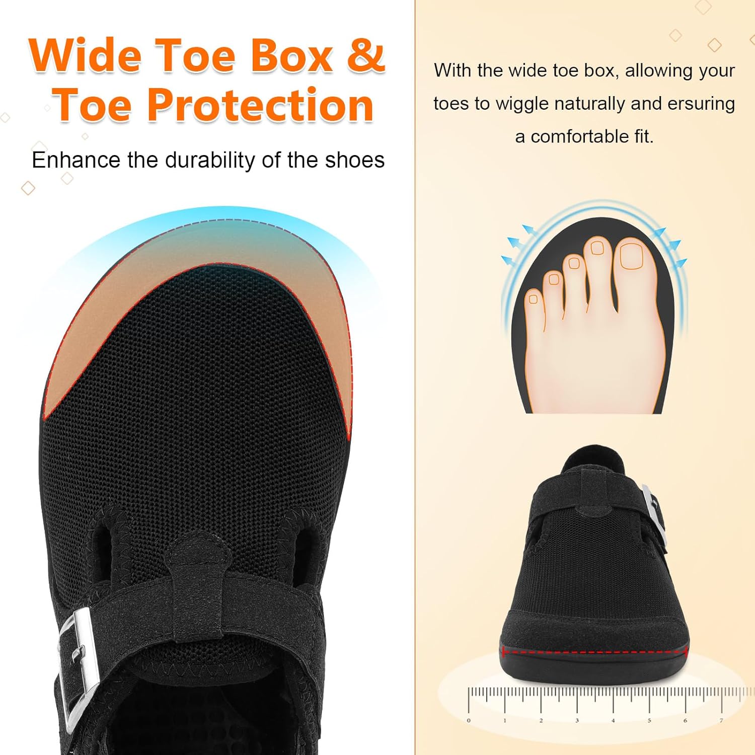 XIHALOOK Womens Walking Shoes Wide Toe Barefoot Shoes Zero Drop Minimalist Loafer with Adjustable Strap Slip on Clogs - Image 3