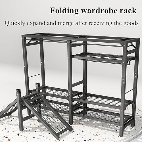 Miniatura 7 de large closets Foldable Wardrobe Closet Steel Large Closet 130cm/150cm/180cm Clothes Closet for Bedroom Hanging Fashion Portable Closet Space-saving