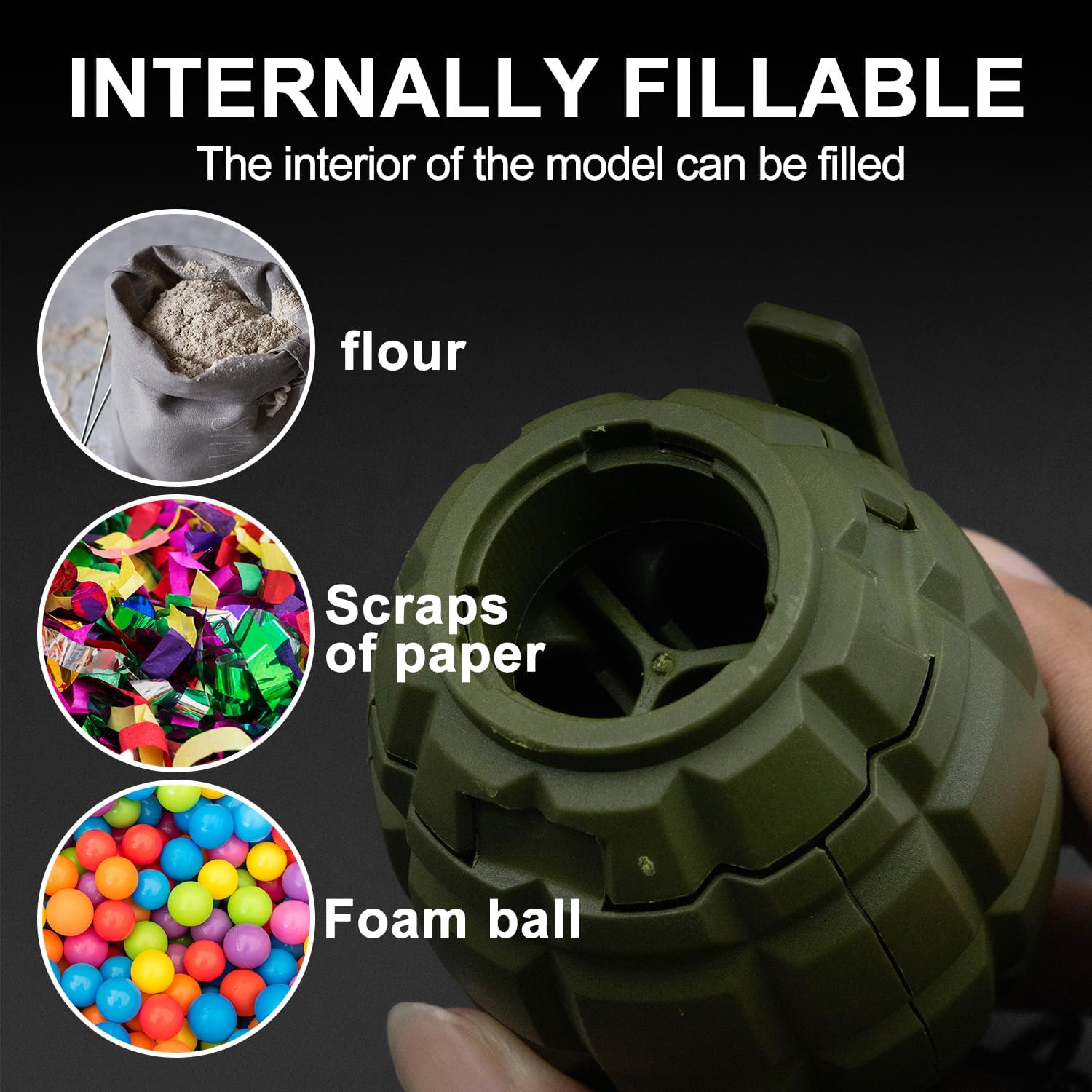 Zhongren CS Hand Grenades Toys Model Toy Spring Powered Impact for Battle Games Tactcial Airsoft Paintball