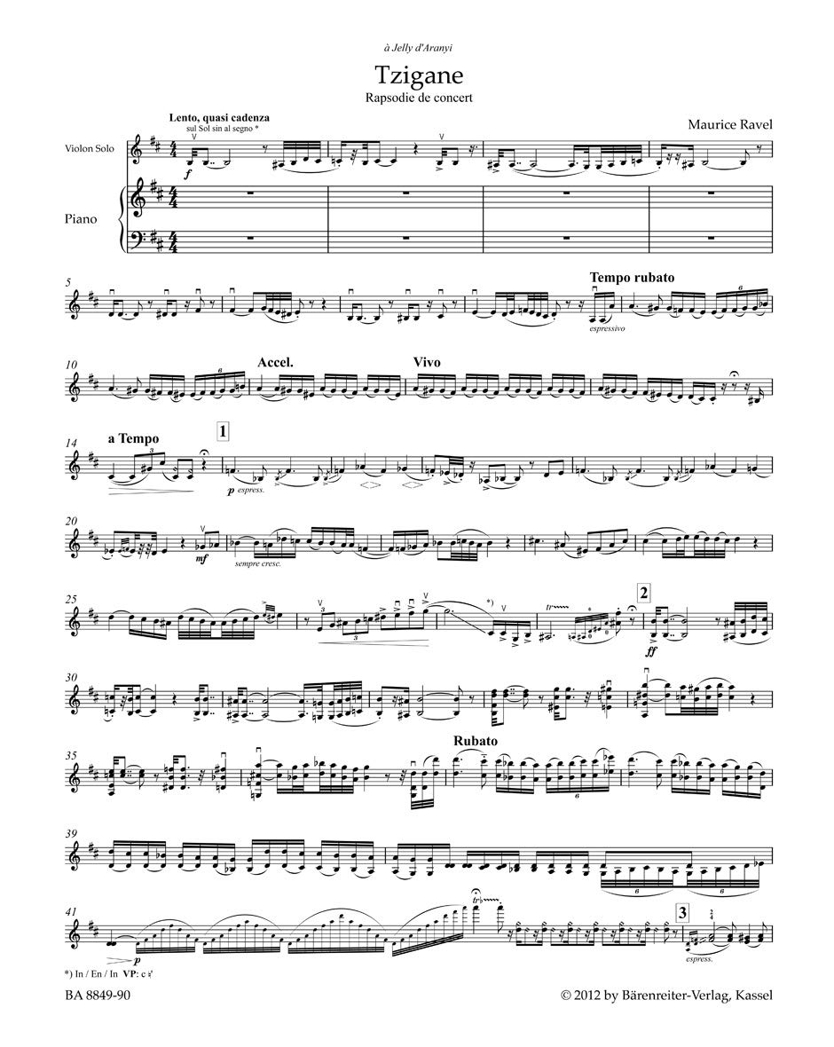 Ravel: Tzigane (Violin and Piano / Piano Reduction)      Sheet music