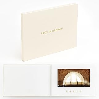 The Motion Books (PERSONALIZED) | Customized Luxury Linen Bound Video Book | Custom Foil Stamp | Up to 3 hours of video, 7” IPS Display, 4GB of memory & Rechargeable Battery