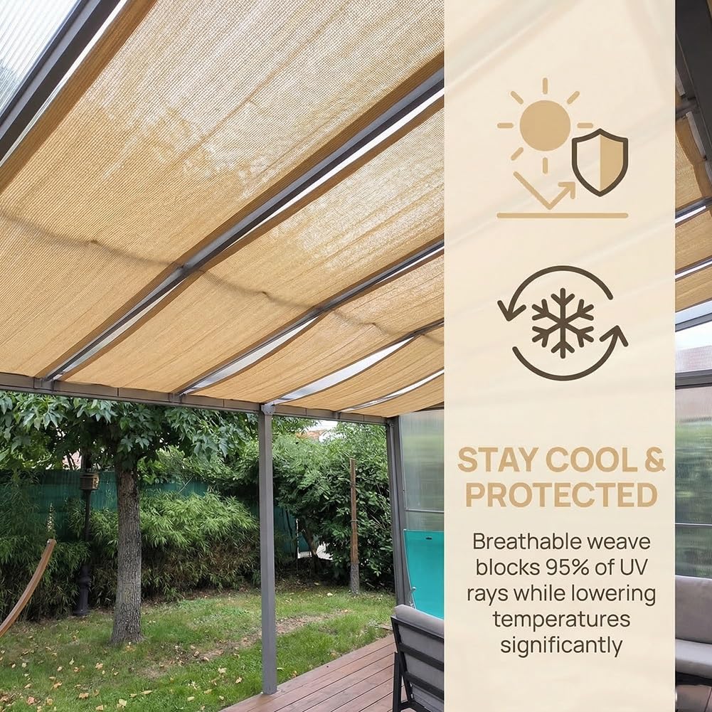 Zewnętrzny żagiel przeciwsłoneczny – pergola blokująca promienie UV z przelotkami, na taras, do ogrodu, na taras, taras, wytrzymała ochrona markizy z tkaniny