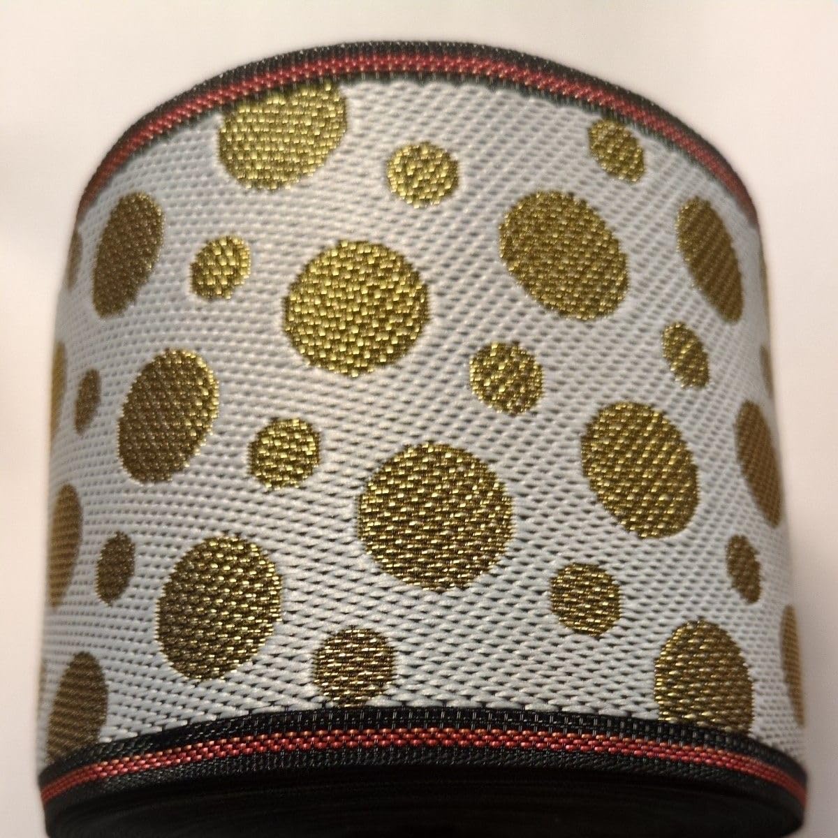 たたみへり 畳縁 ドット ホワイト&times;ゴールド 手芸 素材 約10m