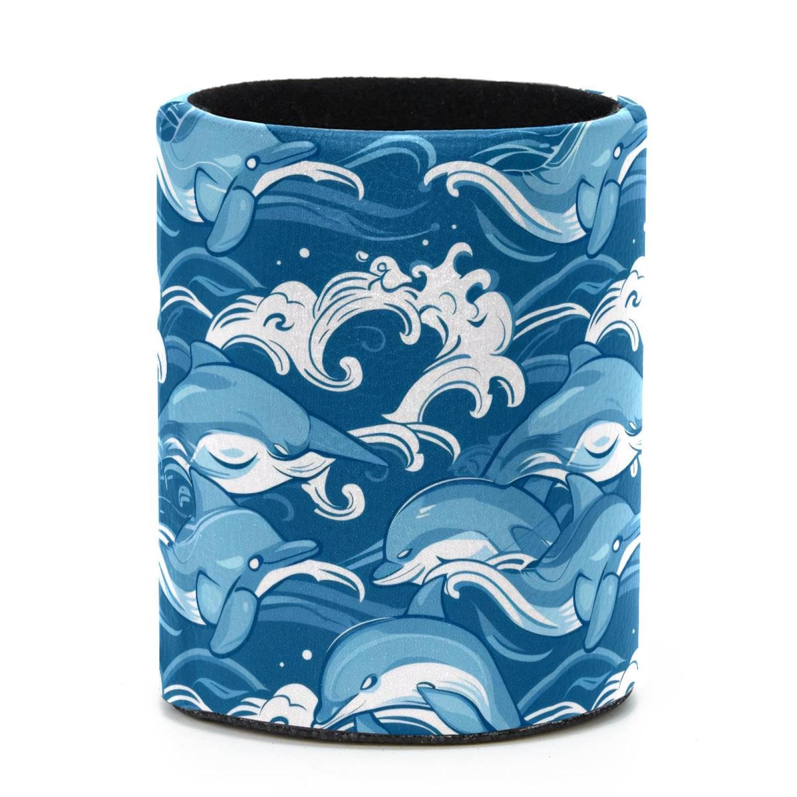 VAPOKF Round Pencil Holders for Desk, Wave Dolphin Pen Holders Pen Pot Makeup Brushes Storage Desktop Stationery Supplies Organiser for Home Office