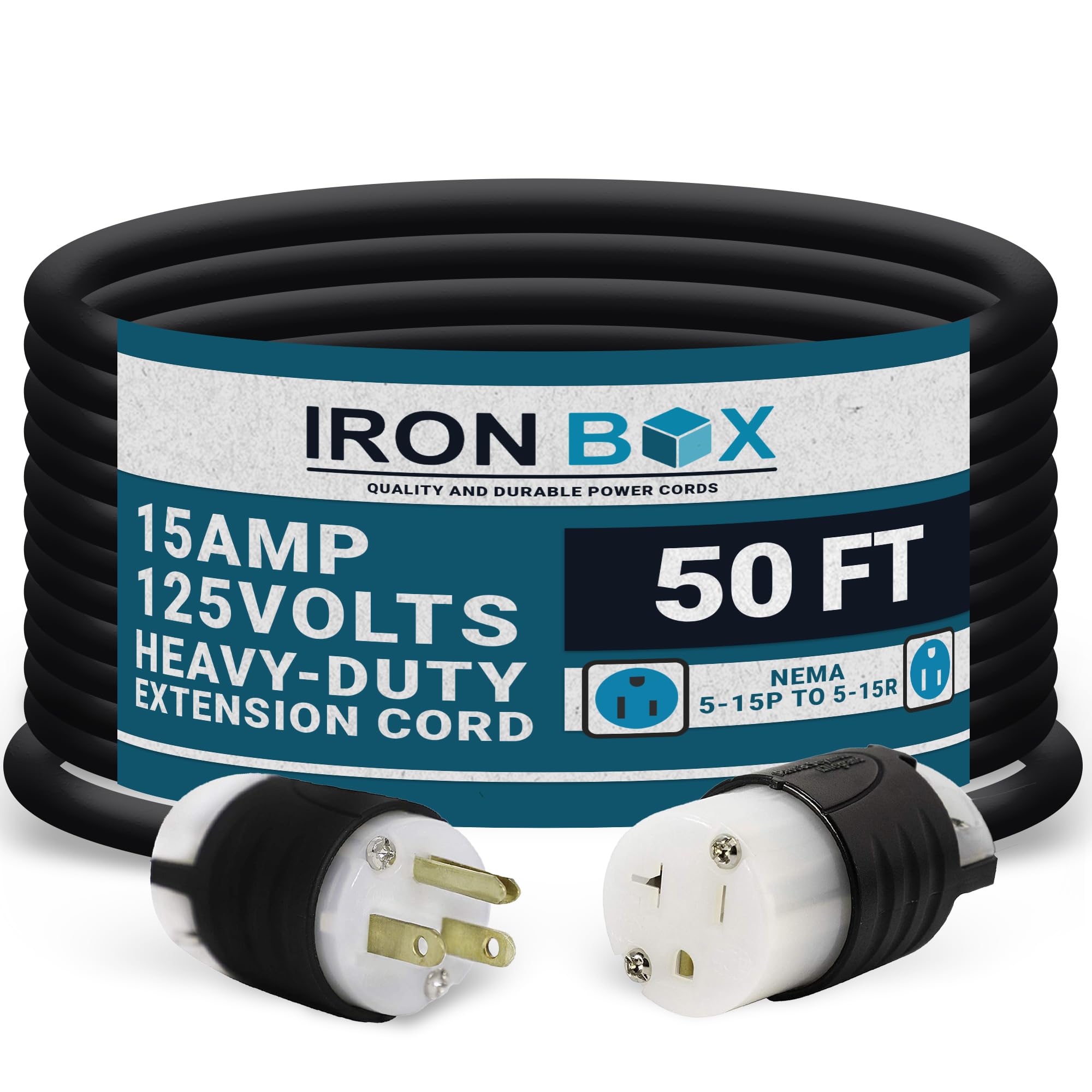 IronBox Electric NEMA 5-15 Heavy Duty Extension Power Cord - 15A