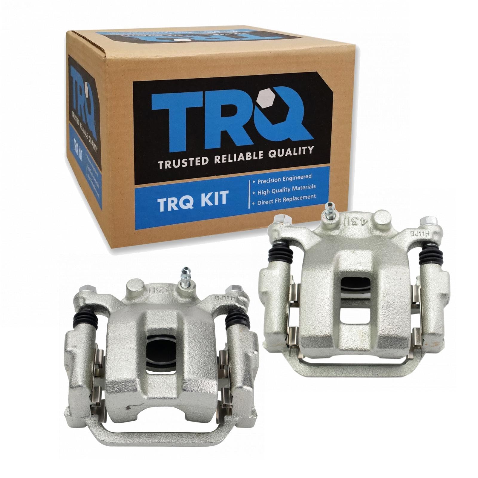 TRQ Rear Brake Caliper Set Zinc Coated Brackets Hardware Compatible with 2003-2008 Infiniti FX35 FX45