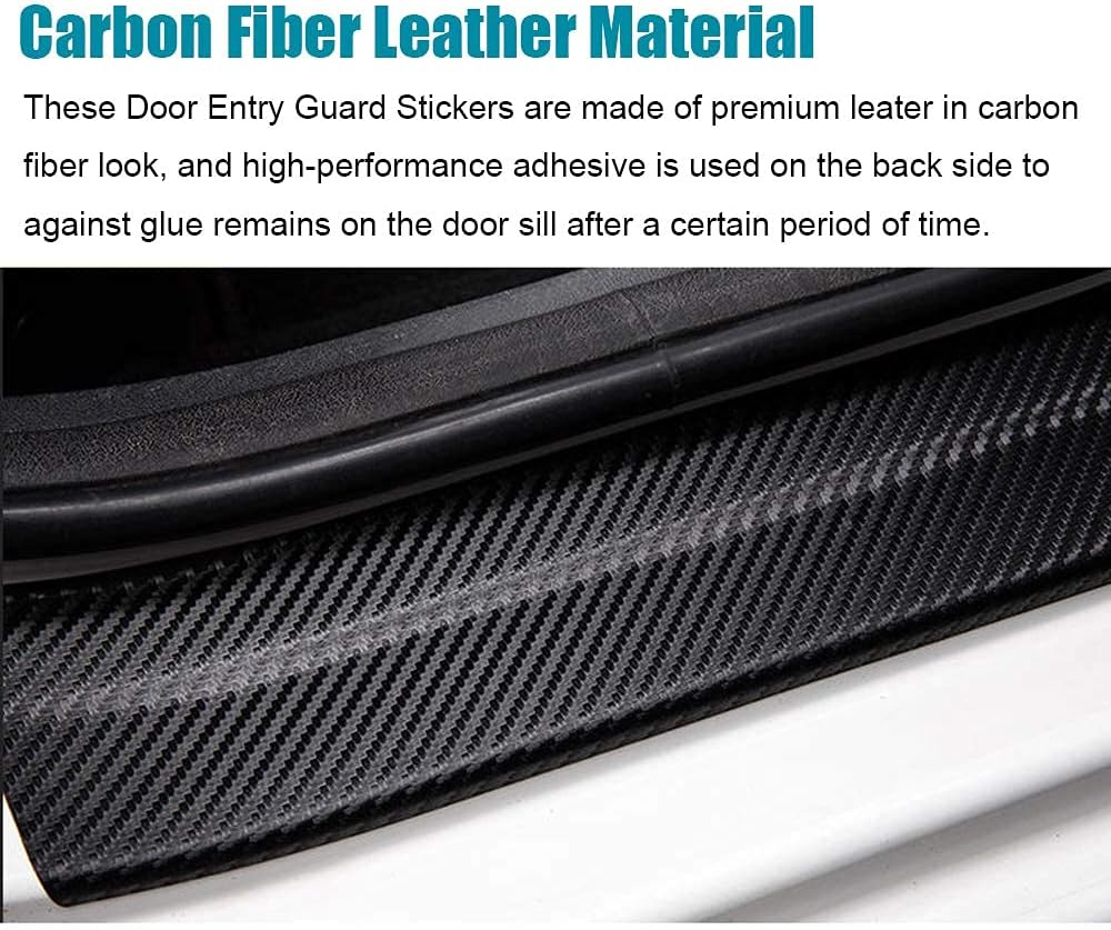 LEXLEY,with Rogue Logo for Nissan 2014-2026 Rogue 2017-2022 Rogue Sport Carbon Fiber Style Leather Door Sill Protector Anti-Dirty Scuff Plate Cover Guard Sills Protector Trim.4PCS-Silver image 2