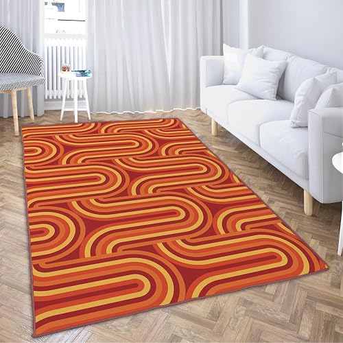 Ansouyi Red and Orange Non-Slip 5x7 ft Area Rugs, Washable