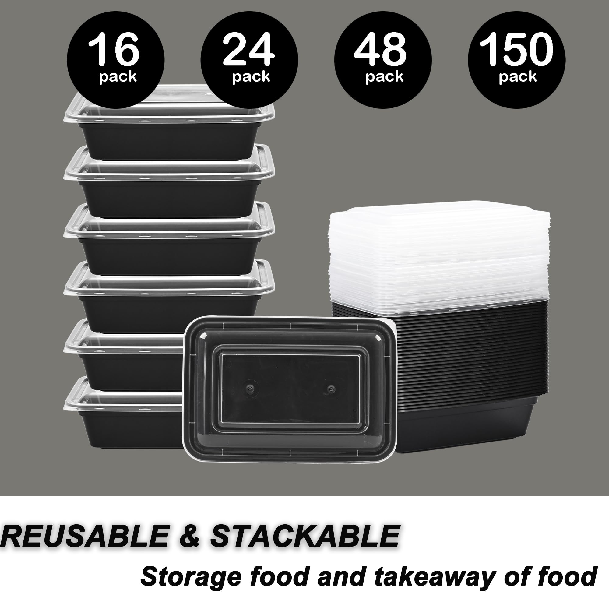 LOKATSE HOME 48 pojemników do przygotowywania posiłków, 680 ml, pudełka Bento na lunch, do zamrażania i mycia w zmywarce, z tworzywa sztucznego