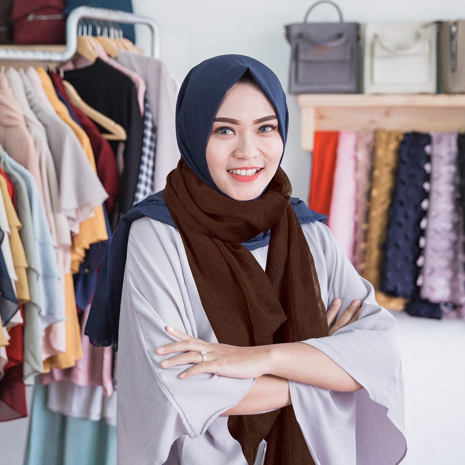 Patelai 9 Pieces Women's Cotton Scarves Lady Light Soft Fashion Solid Scarf Wrap Shawl, Candy Color (Vivid) - Image 7