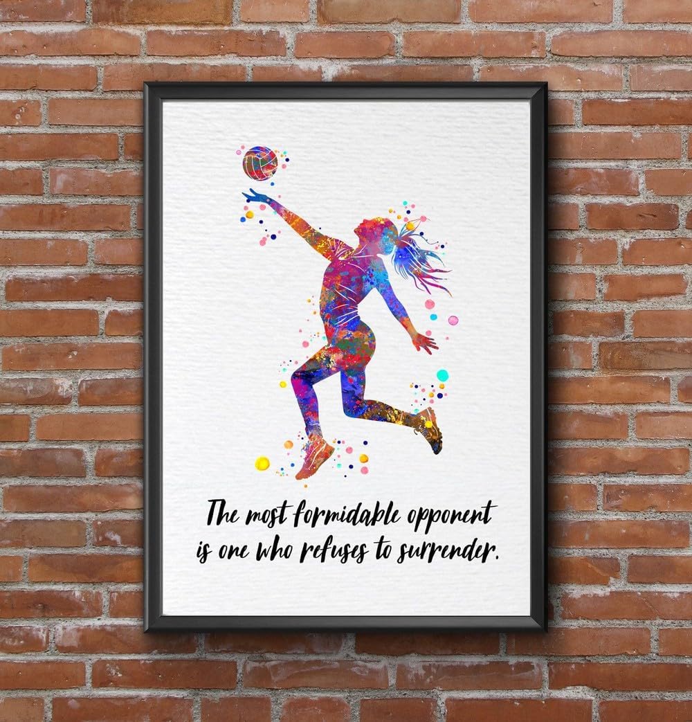 Dignovel Studios 11X14 Unframed Volleyball Girl Woman Affirmation Sports School Inspirational Quote Watercolor Art Print Poster Wall Hanging DN999