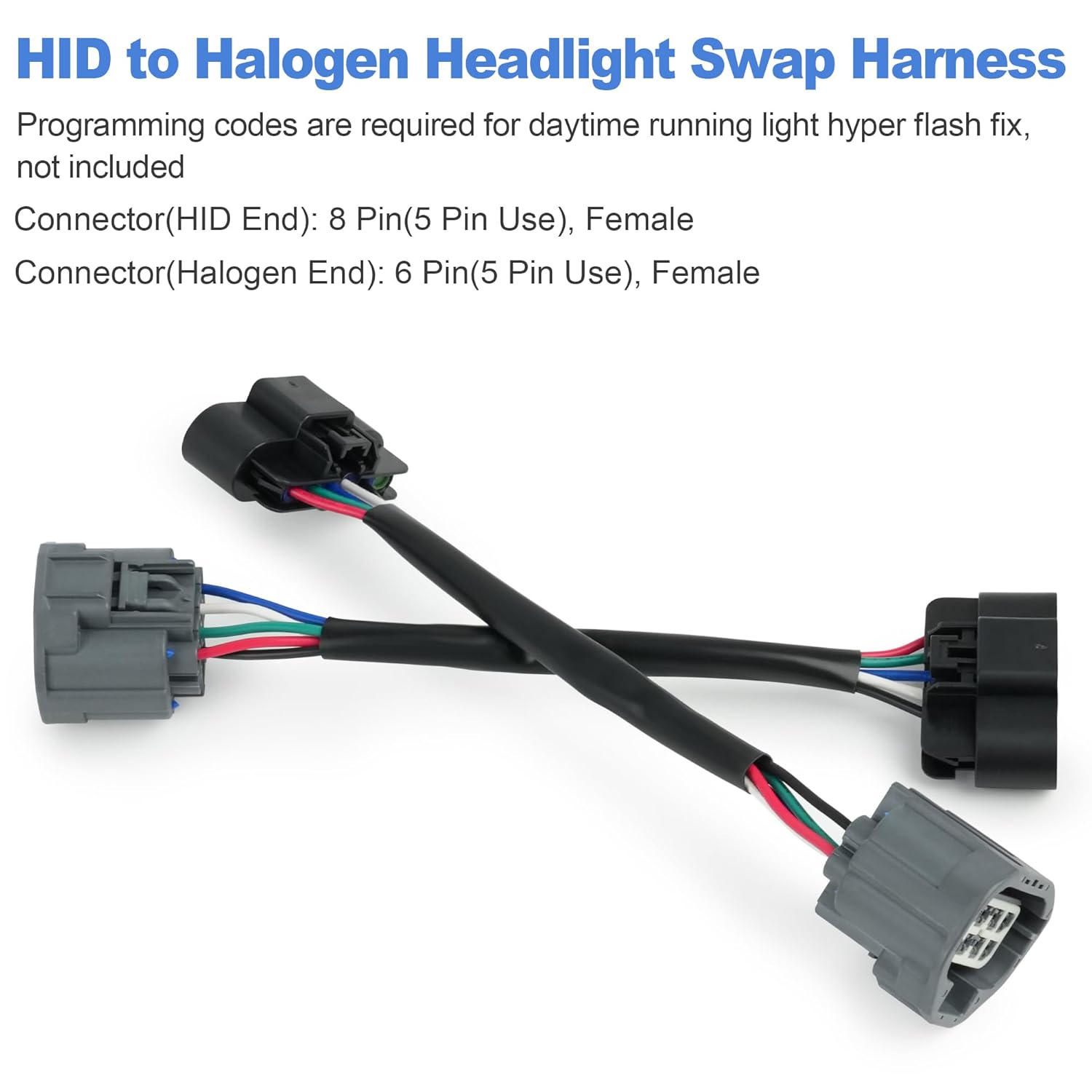 2PCS HID to Halogen Headlight Wiring Adapter Headlamp Conversion Swap Harness Left Right for GMC Acadia 2007-2012 Driver Passenger Side 22938889 22938888