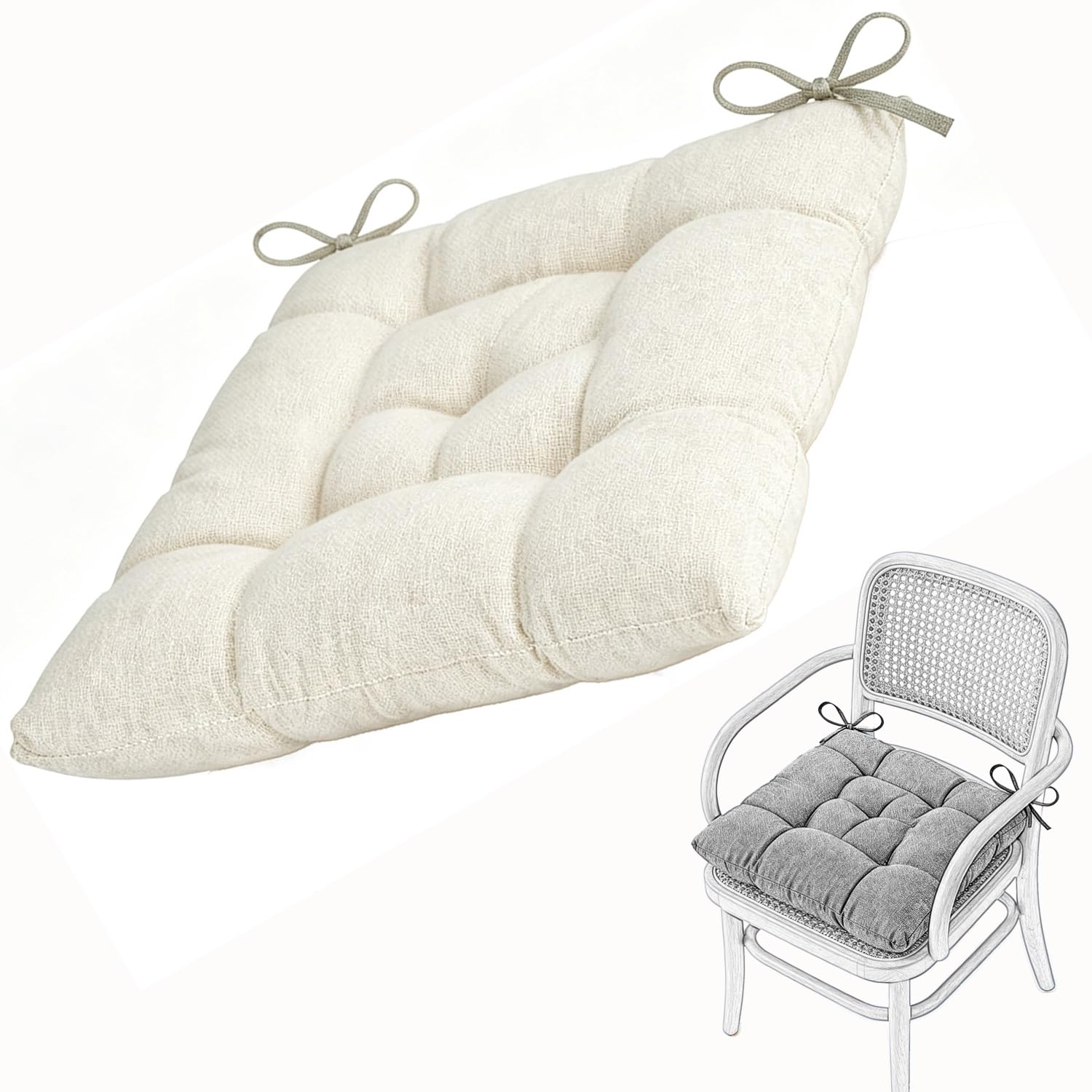 Seat Cushion for Dining Chair Soft Comfort Washable Chair Pads with Ties