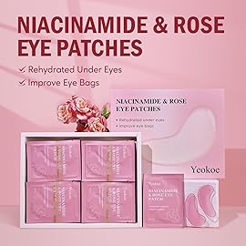 Yeokoe Under Eye Patches for Dark Circles,Puffy Eyes,20 Pairs Face Masks SkinCare With Niacinamide and Rose for Rehydrated