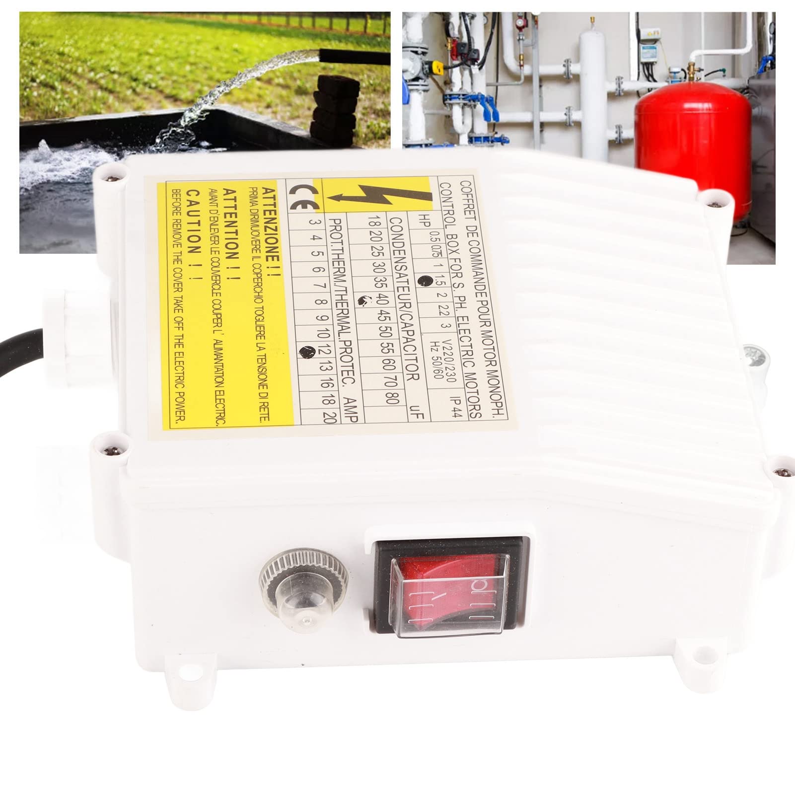 Pumpensteuerbox 1100W 220V für Tiefbrunnen-Tauchpumpen mit integriertem Wärmeschutz EU-Stecker Wasserpumpensteuerung Leistungsschalter Haushaltsanwendungen