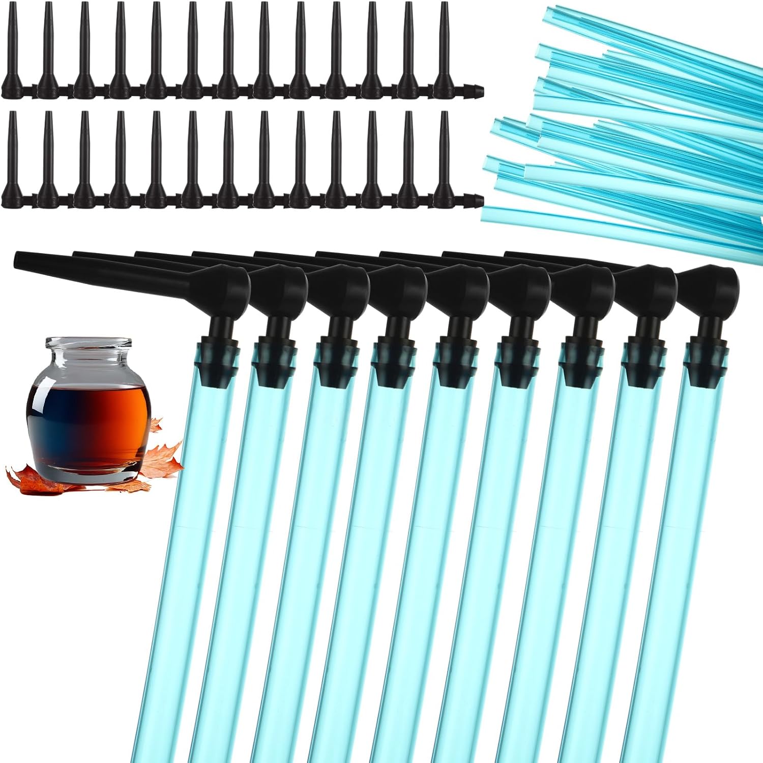 24 Set Maple Syrup Tapping Kit, Maple Tree Taps and 3ft Food Grade Tubing Drop Lines Extractors, Maple Syrup Spile Sugaring Starter Supplies for Pure Birch Maple Syrup Collection