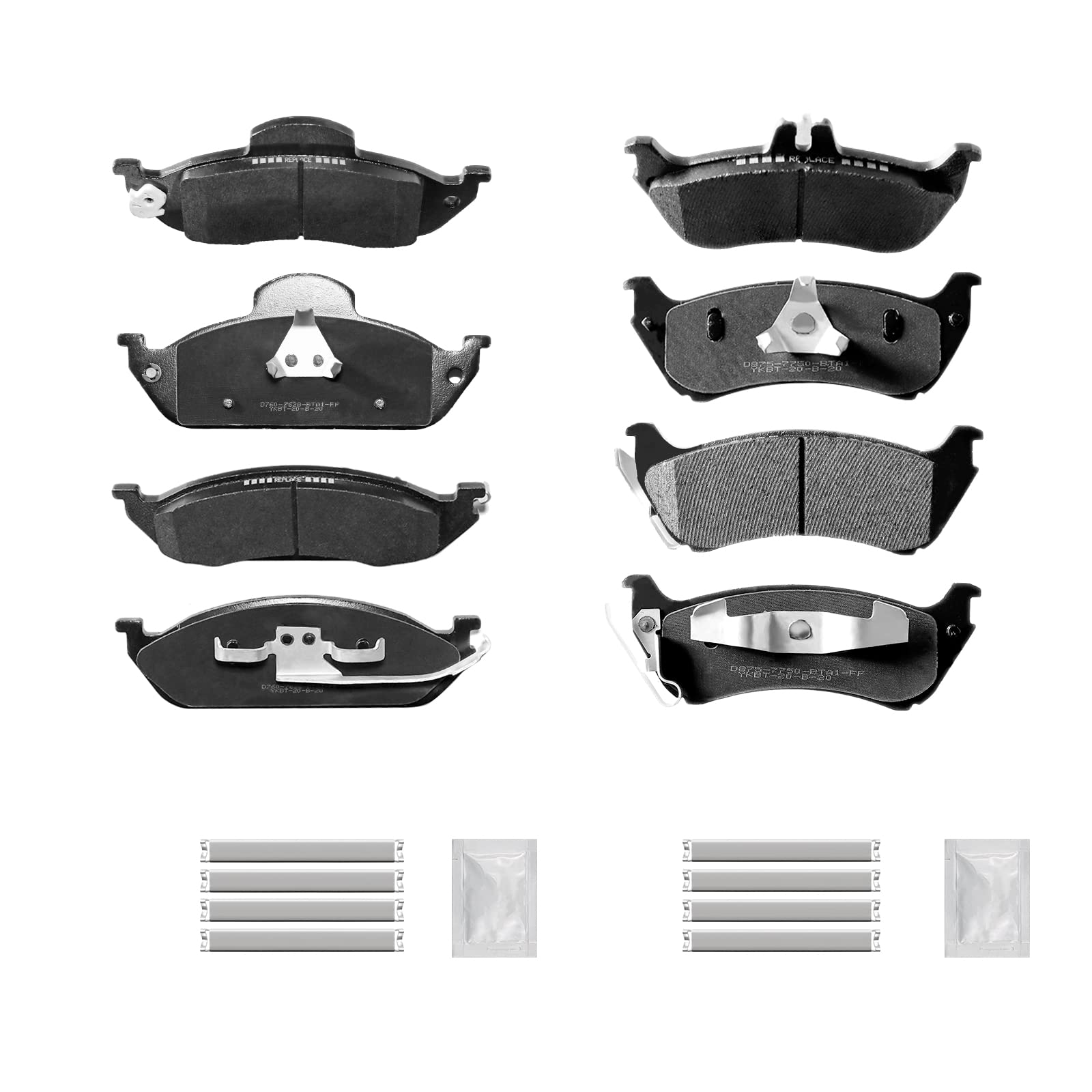 FRaxle Replacement Front and Rear Ceramic Disc Brake Pad Kit w/Hardware for 1998-2003 Mercedes-Benz ML320, 2003-2005 Mercedes-Benz ML350, 1999