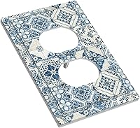 Vista 3 de Azulejo mediterráneo azul de 1 banda cubierta de toma de corriente Talavera mosaico mexicano marroquí mosaico dispositivo de palanca individual