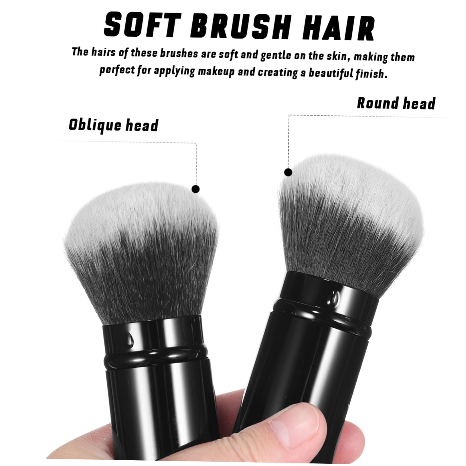 OSOLADY 2Pcs Retractable Makeup Brush Flat Top Angled Top Powder Applicators for Travel Soft Hair Comfortable Grip Compact Storage for Easy Use for Makeup Blending
