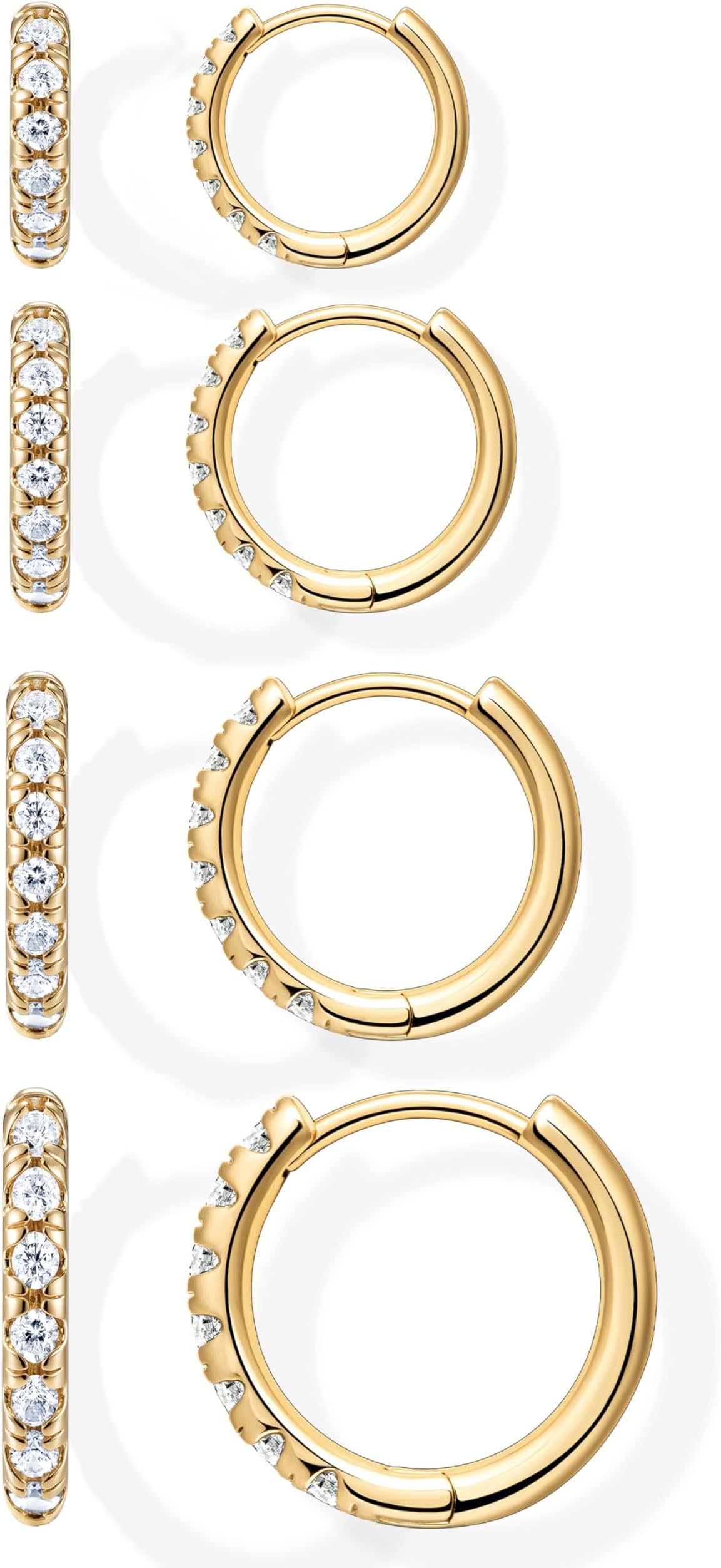 Small Gold Huggie Hoop Earrings Set for Women Men Hypoallergenic 14K Plated Stack Cartilage Earrings, Multiple Piercing Lightweight Mini Thin Cute Dainty Trendy Jewelry Set Christmas Gifts for Women