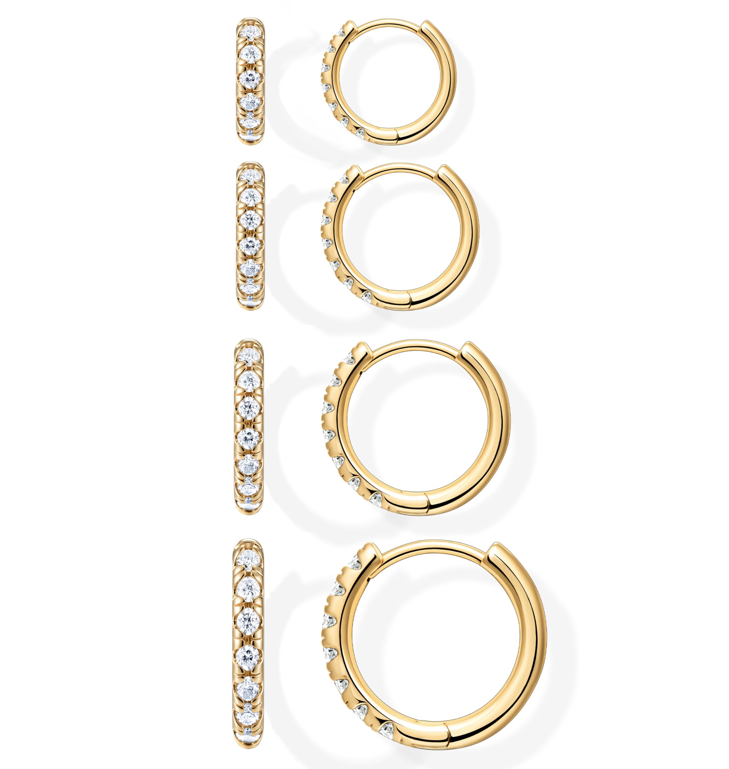 Small Gold Huggie Hoop Earrings Set for Women Men Hypoallergenic 14K Plated Stack Cartilage Earrings, Multiple Piercing Lightweight Mini Thin Cute Dainty Trendy Jewelry Set Christmas Gifts for Women