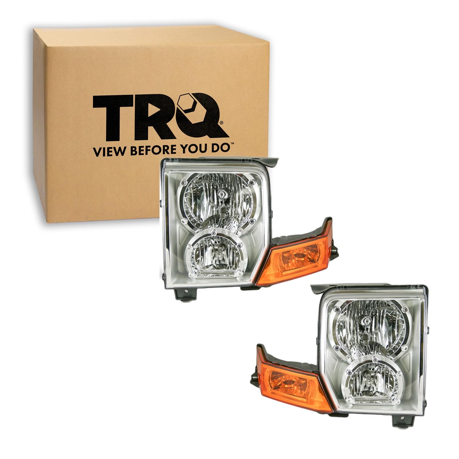 TRQ Headlight Assembly Set CH2518117 CH2519117 Compatible with 2006-2010 Jeep Commander