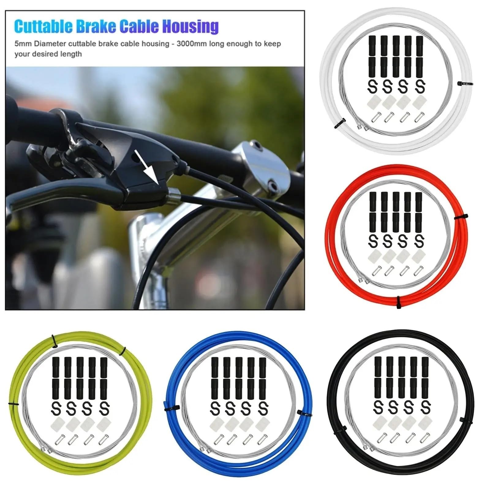Mountain Road Bike Bremskabel Vorne Hinten Bremse Getriebe Kabel Ers Set für Mountainbikes(White)