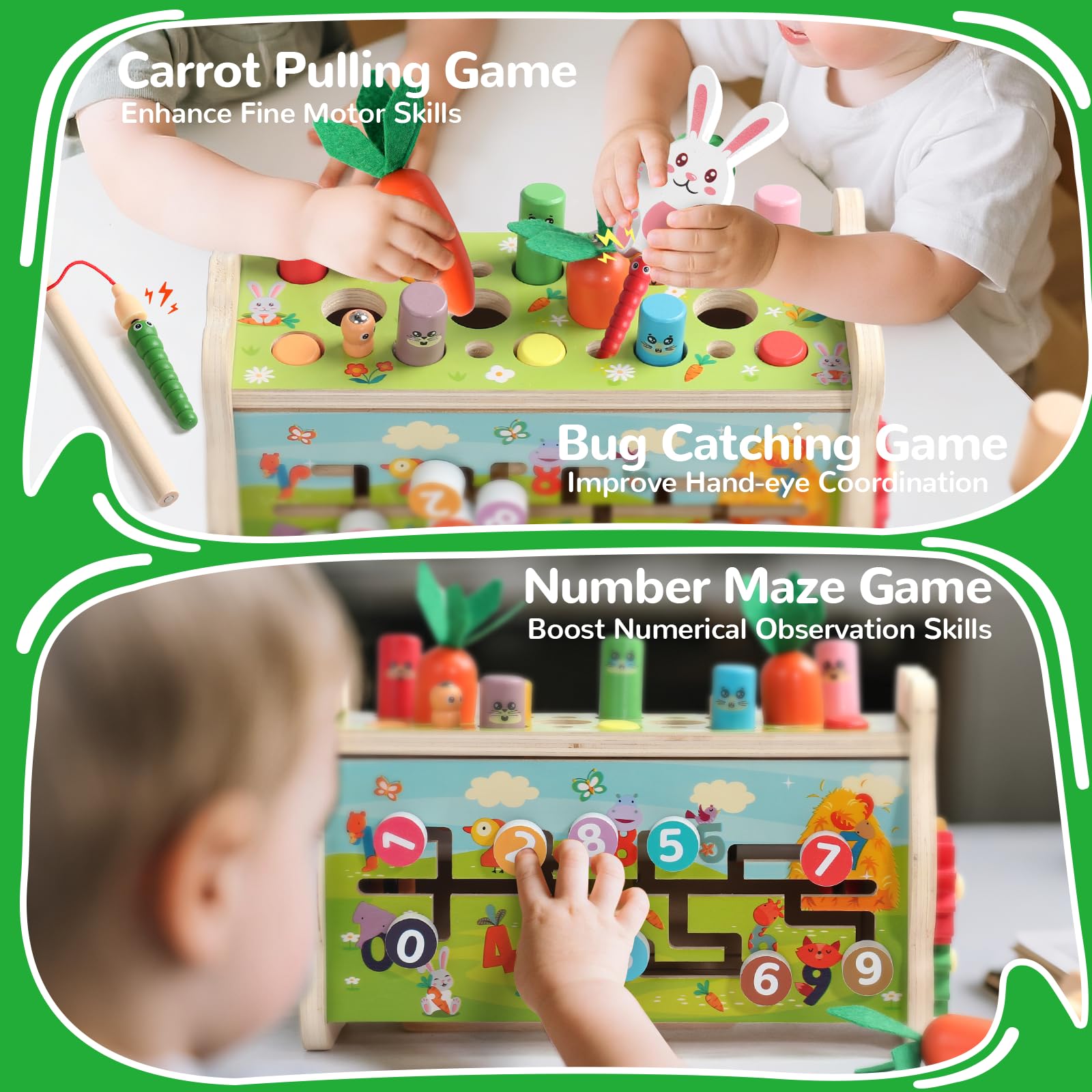 Fajiabao Montessori Spielzeug ab 1 Jahr- 7 in 1 Hammerspiel Holzspielzeug Motorikspielzeug Xylophon Kinder 1 Jahr Lernspielzeug, Kinderspielzeug Geschenk 1 2 Jahr Junge Mädchen Geschenke