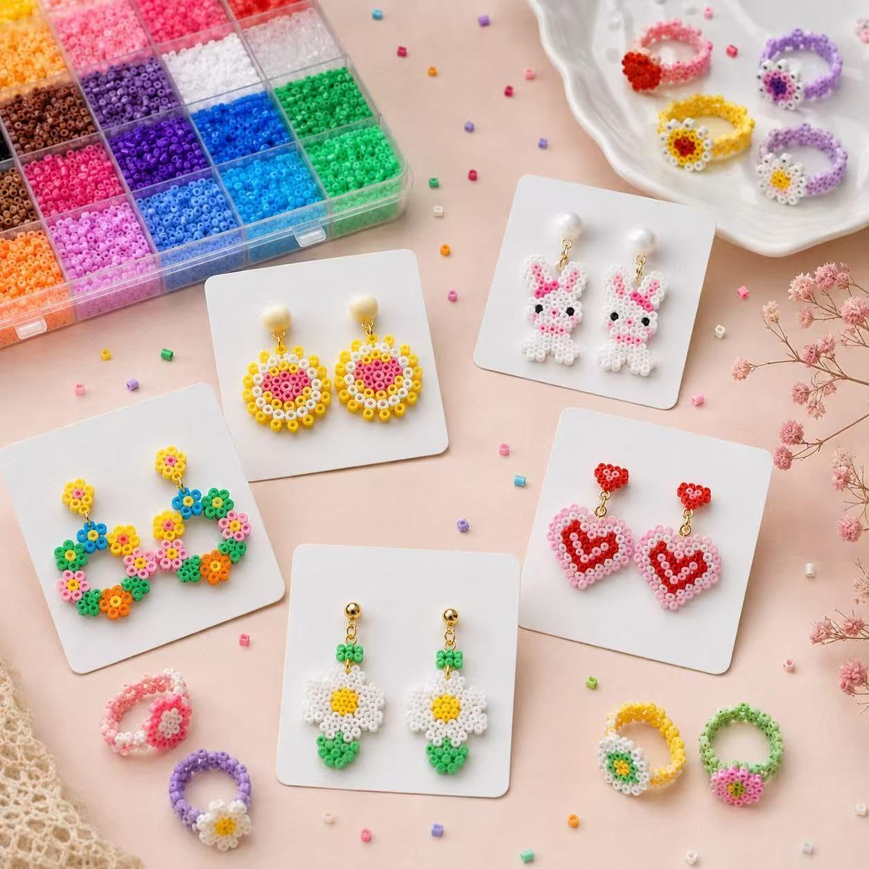 [14400 PCS] Fuse Beads Kit 2.6mm Mini Beads, 48 Colors Fuse Bead Refill Box