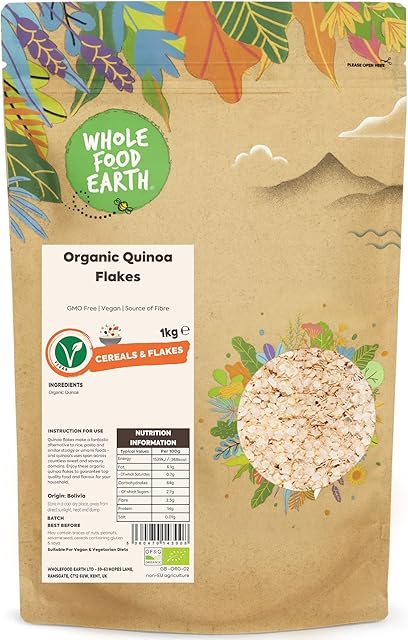 Wholefood Earth Organic Quinoa Flakes  1 kg | GMO Free | Vegan | Source of Fibre | Certified Organic