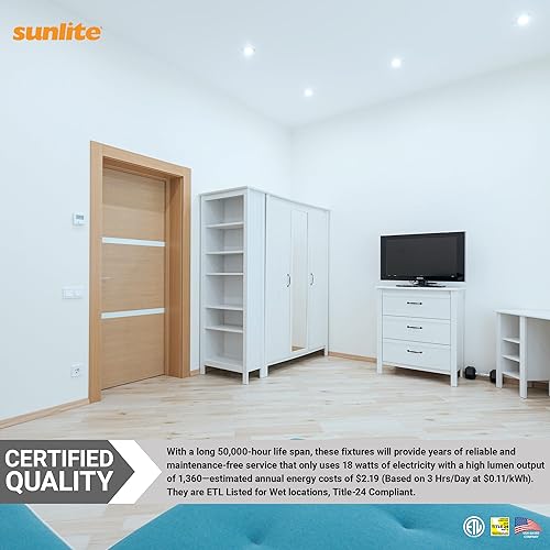 Miniatura 7 de Sunlite 41901 - Lámpara LED redonda retrocedida de 4 pulgadas, 18 vatios, 1360 lúmenes, sin lata, color seleccionable 27K30K35K40K50K, 90 CRI,