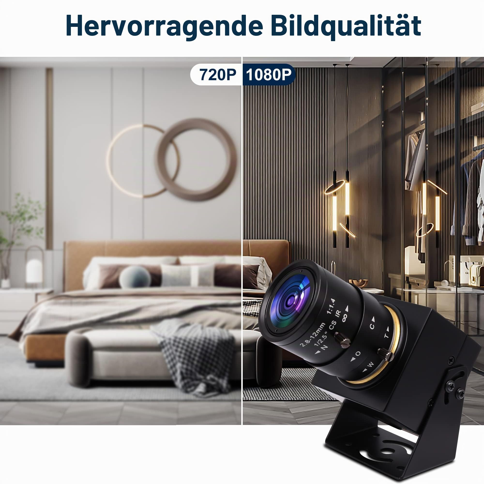 Svpro 1080P USB-Kamera mit 2,8–12 mm optischem Zoomobjektiv, IMX323-Sensor, H.264-Low-Light-Kamera, manueller Fokus, Webcam mit USB-Anschluss für Windows, Linux, Mac-OS, Android