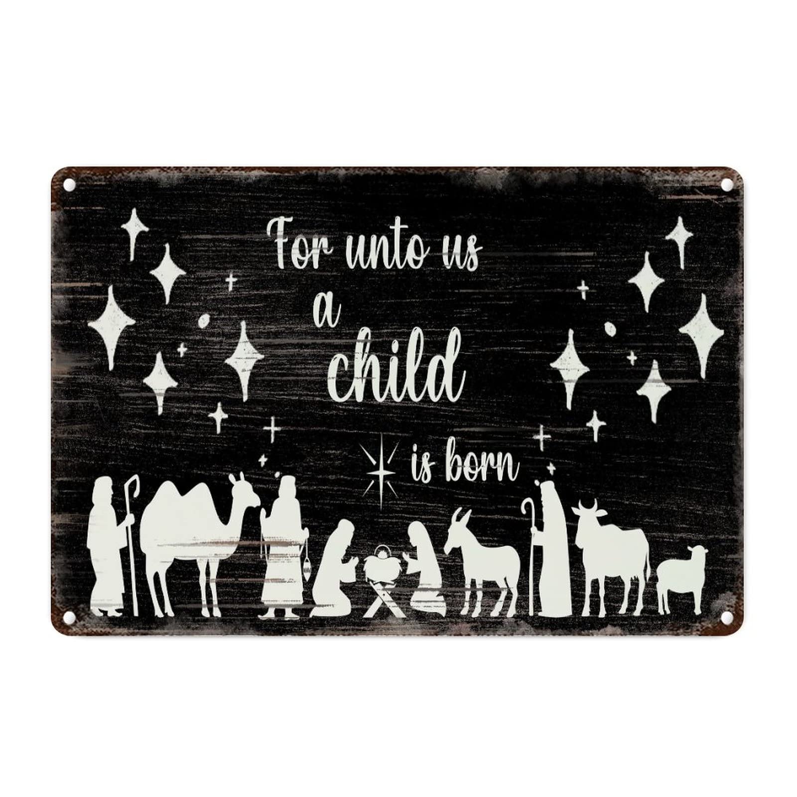 Panneau en métal de la crèche de Noël en aluminium rétro 30x45 cm pour porche
