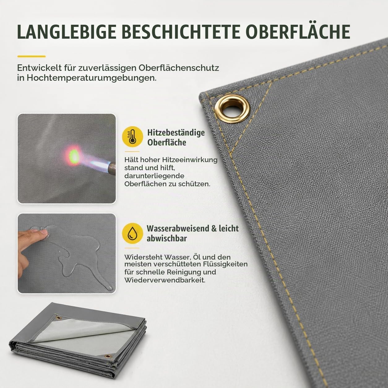 FLASLD Strapazierfähige Schweißdecke, 1,2 x 1,8 m, Schweißvorhang, bis zu 100 °C, wärmeisolierte Decke für Industrie, Camping, Raucher und Grills