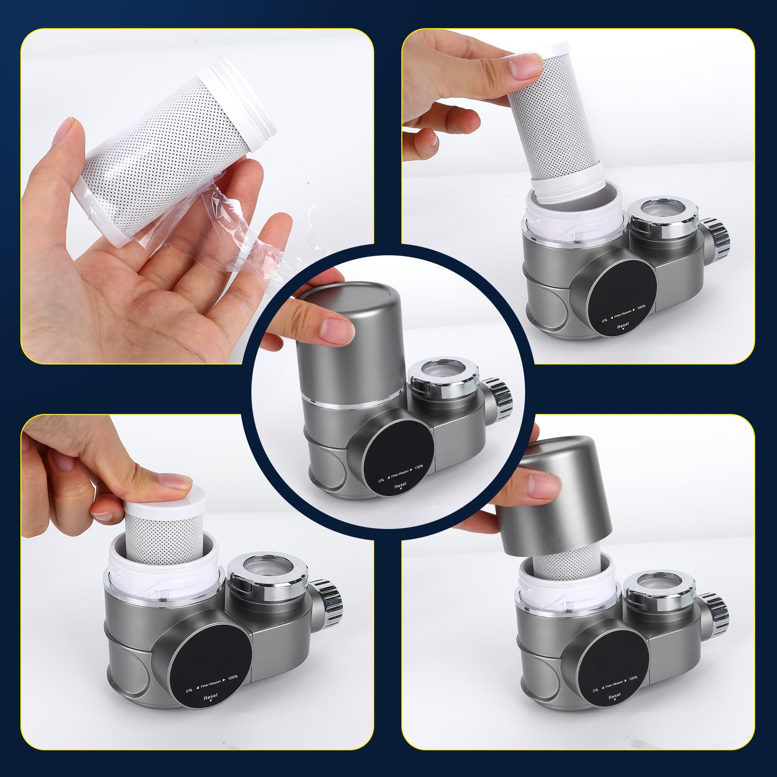 Cartuccia Miscelatore Doccia 5 Filtri Ceramici Lavabili Per Rubinetto - Ricambio Per Purificatore D'Acqua Da Cucina, Rimozione Sedimenti E Odori